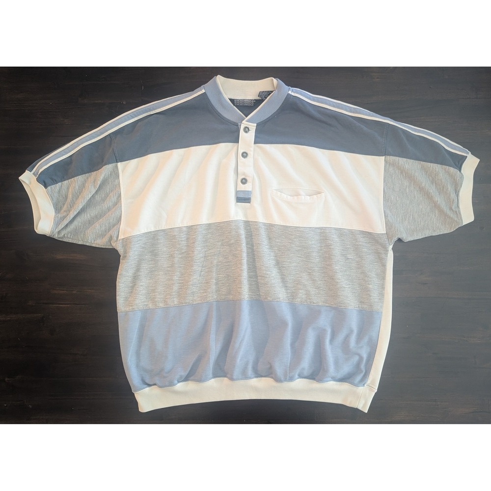 Knightsbridge Men's XL Colorblock Polo Shirt Blue Grey Grandpa Short Sleeve